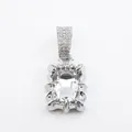 Elegant silver-toned pendant necklace featuring a large clear rectangular crystal center - Pendant Only (Without Chain) / Silver White
