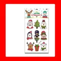 Festive Christmas cartoon temporary tattoo sheet with Santa, reindeer and snowman - WJ-012 Style