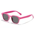 Retro candy colored pink square frame children's sunglasses for outdoor sun protection - Rose Red Frame Grey Lens