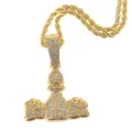 Collier avec pendentif sac d'argent doré serti de strass et chaîne torsadée hip hop - Or Avec Chaîne Corde 5mm / 22 Pouces / Or