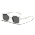 Premium white foldable square-frame sunglasses for kids featuring protective dark lenses - White Frame Gray Lens