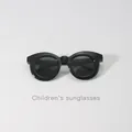 Classic black round frame children's sunglasses with full UV protection for outdoor use - Black Frame Grey Lens