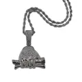 Rich Forever hiphop hanger hand met geld en zilveren touwketting met zirkonia stenen - Zilver met Touwketting (22 inch) / Zilver