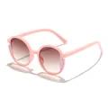 Occhiali da sole rosa con montatura rotonda per bambini con glitter e lenti sfumate - Montatura Rosa Lente Marrone Sfumata