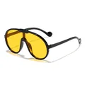 Lunettes de soleil bouclier surdimensionnées pour enfants avec verres jaunes et monture noire - Monture Noire Verres Jaunes