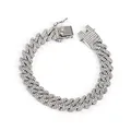 Zilverkleurige hip-hop Cubaanse schakelarmband met fonkelende strassteentjes van hoge kwaliteit - 8 inch (20cm) / Zilver