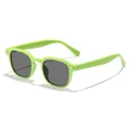 Retro candy color square frame children's sunglasses in vibrant green with silver rivets - Green Frame Grey Lens