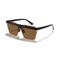 Retro oversized one-piece polygon sunglasses for children with brown tinted lenses - Black Frame Tea Lens