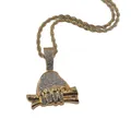 Hip-hop ketting met gouden hand die geld vasthoudt, bezet met glanzende steentjes - Goud met Touwketting (22 inch) / Goud