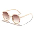 Occhiali da sole rotondi per bambini con glitter rosa e lenti marroni sfumate alla moda - Montatura Bianco Sporco Lente Tè Sfumata