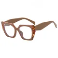 Occhiali anti luce blu oversize bicolore in tonalità beige e tartaruga - Estremità Tartarugate & Beige / Lente Piana Anti-Luce Blu