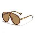 Lunettes de soleil de sport oversize pour enfants avec monture léopard et verre marron - Monture Écaille de Tortue Verres Thé