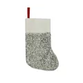 Mini silver glitter Christmas stocking with white faux fur cuff for tree decor - 14x9cm / Silver