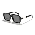 Occhiali da sole aviator per bambini con montatura squadrata nera e aste bianche. - Montatura Nera Accessorio Bianco Lente Grigia