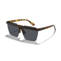 Oversized polygonal flat top sunglasses for children with tortoiseshell pattern finish - Tortoise Frame Gray Lens