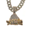 Hip hop gouden Cubaanse ketting met volledig strass hanger hand die geld vasthoudt - Goud met Cubaanse Ketting (18 inch) / Goud
