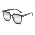 Klassieke retro zonnebril met vierkant montuur en paarse gradiënt glazen chic - Zwart Montuur Dubbel Grijze Lens