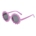 Jolies lunettes de soleil roses pour enfants en forme de fleur avec une protection UV totale - Monture Violette Verres Gris