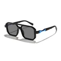 Occhiali da sole aviator quadrati retrò per bambini con montatura nera e blu - Montatura Nera Accessorio Blu Lente Grigia