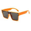 Gafas de sol cuadradas de gran tamaño con montura naranja vibrante - Montura Cuadrada de Tendencia de Gran Tamaño / Montura Naranja Lentes Grises