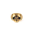 Vintage goldener Totenkopfring aus Titanstahl mit schwarzen Emaille-Verzierungen - Größe 6 / Gold
