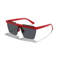 Retro children's rimless polygon sunglasses with red frame and grey one-piece lens - Red Frame Grey Lens