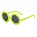 Lunettes de soleil enfant vert néon avec décorations de marguerites jaunes mignonnes - Monture Vert Néon Verres Gris