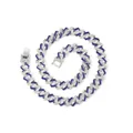 Collana Cuban Link da 12mm con smalto blu e strass scintillanti in stile Hip Hop. - Bracciale d'Argento / 8 pollici (20cm) / Blu