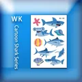 Colorful children's cartoon shark and sea animal temporary tattoo stickers sheet - Cartoon Sea Animal Style (WK-158) / 7.5x11cm