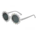 Lunettes de soleil pour enfants en forme de marguerite blanche avec protection UV - Monture Blanche Verres Gris