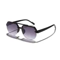 Occhiali da sole aviator per bambini con doppio ponte nero e lenti sfumate viola - Nero/Grigio