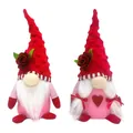 Pair of Mother's Day gnomes with pink rose hats and white beards for home decoration - Rose Gnomes Set