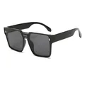 Gafas de sol cuadradas negras de moda estilo punk, montura extragrande para hombre - Montura Cuadrada de Tendencia de Gran Tamaño / Montura Negro Brillante Lentes Grises