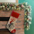 Macro view of a vintage Santa Claus Christmas stocking hanging by a cozy fireplace - Santa Style / 46*25CM