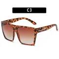 Oversized-Sonnenbrille mit quadratischem Rahmen in Leoparden-Print und braunem Verlauf - Leopardenrahmen Braune Linse (97077)