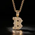 Collana con ciondolo lettera B ghiacciata e catena a fune dorata da uomo - Lettera A (Catena a Corda 3mm) / 20 pollici / Oro