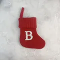 Traditional red knitted Christmas stocking featuring a white embroidered letter B accent - Letter B / 18*15cm