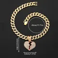 Collana a catena cubana oro con pendente cuore spezzato ghiacciato e misure - Pendaglio dorato con catena cubana da 18 pollici