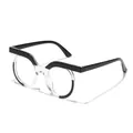 Retro round spectacles featuring a unique black and clear ins style designer frame. - Black and Transparent Anti-Blue Light