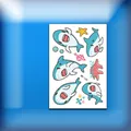 Cartoon shark temporary tattoo sheet for kids featuring colorful sea animal designs - Cartoon Shark Style (WK-159) / 7.5x11cm