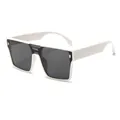 Gafas de sol punk cuadradas blancas con lentes oscuras para un look atrevido y vanguardista - Montura Cuadrada de Tendencia de Gran Tamaño / Montura Blanca Lente Gris