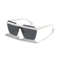 Retro white frame children's rimless polygonal sunglasses with dark gray lenses SKU - White Frame Gray Lens