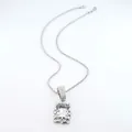 Elegant silver necklace featuring a large rectangular clear crystal pendant for men and women. - Rope Chain Necklace / 20 inch / Silver White