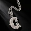 Collana con ciondolo lettera C ghiacciata argento e catena a corda per un look hip-hop unico - Lettera A (Catena a Corda 3mm) / 20 pollici / Argento