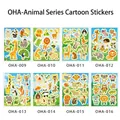 Overview of 8 different sheets of cute cartoon animal stickers for kids - Animal Series Set (OHA-011) / 8 Sheets Set