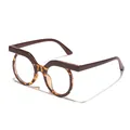 Vintage round tortoise shell eyeglasses with bold brown browline frame for daily style - Wine Red and Tortoise Anti-Blue Light