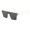 Gafas de sol cuadradas oversize con montura transparente y cristales oscuros - Montura Cuadrada de Tendencia de Gran Tamaño / Marco Transparente Lentes Grises