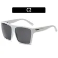 Übergroße modische Sonnenbrille mit weißem breitem Rahmen und grauen Gläsern C2 - Reinweißer Rahmen Graue Linse (97077)