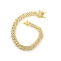 Collana a catena cubana da 9mm placcata in oro con riga singola di strass lucidi - Bracciale (20cm) / Oro
