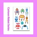 Sheet of nine colorful cute cartoon robot temporary tattoo stickers for kids party - Robot Style (WK-080) / 1 Piece